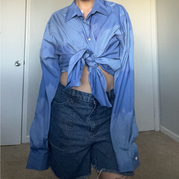 Blue Tie Dye Button Up Shirt - Picture 9 of 9